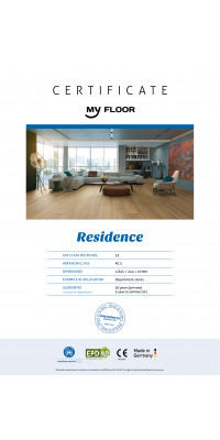 Сертификат на ламинат RESIDENCE